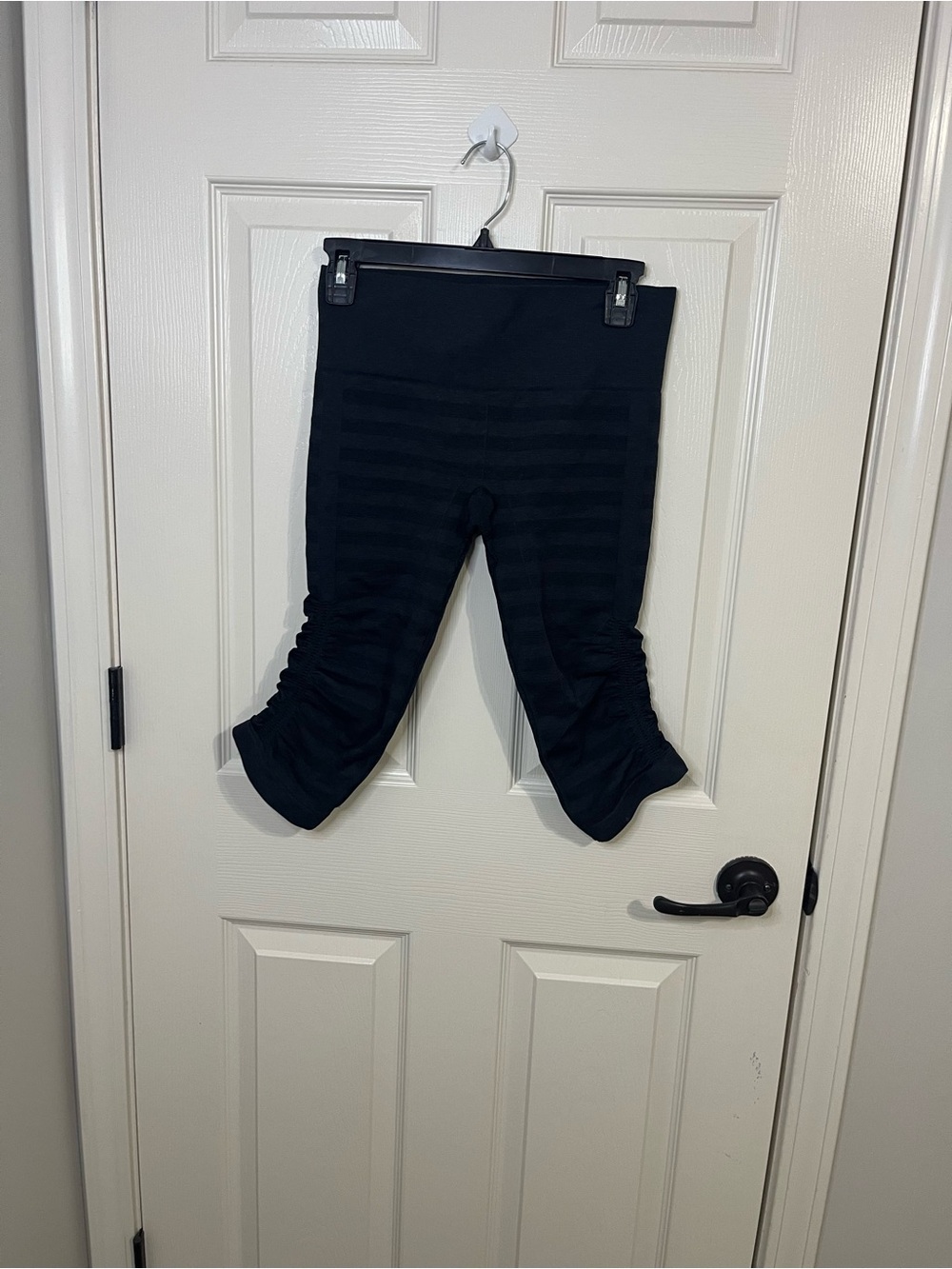 lululemon athletica Black Capri Leggings with Ruched Side Detail